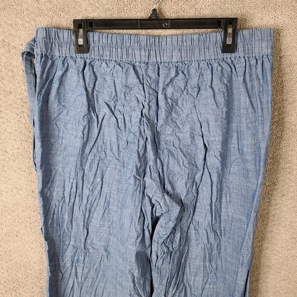 J by J Crew Pants Womens 14 Blue Chambray Wide Leg Crop Tie Waist‎ Cotton - Picture 4 of 11